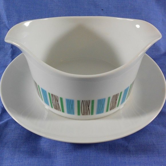 Harmony House Scandia 3907 Japan Gravy Dish Boat w Attached Underplate Vintage - Picture 3 of 9